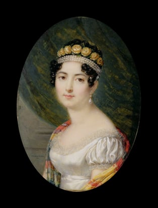 Image of Portrait Miniature of the Empress Josephine (1763-1814), Larue, Andre Leon (Mansion) (1785 -1834) / Private Collection. Photo © Bonhams, London, UK / Bridgeman Images. 
