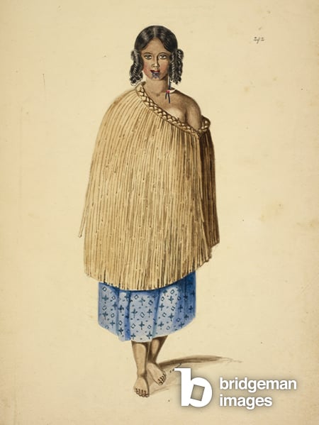 A Maori woman with a small facial tattoo.  British Library, London, UK  © British Library Board. All Rights Reserved  Bridgeman Images