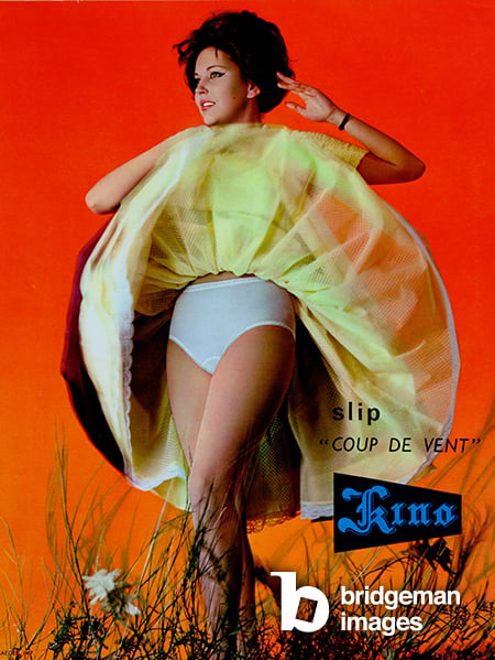 Advertisement for Kino underwear, c.1950 (colour litho), French School, (20th century)  Private Collection  © Archives Charmet  Bridgeman Images