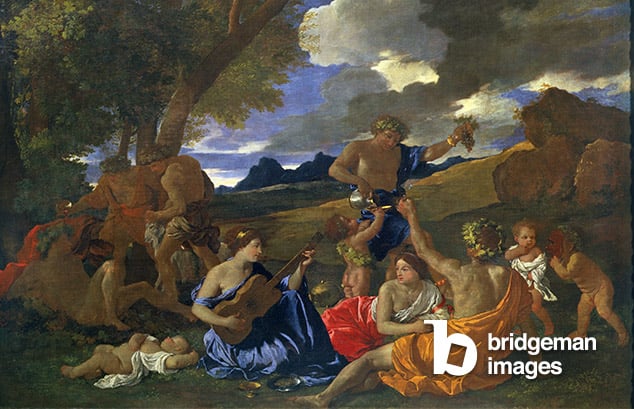 Bacchanalian Scene (oil on canvas), Nicolas Poussin, (1594-1665)  Louvre, Paris, France  © Peter Willi  Bridgeman Images 