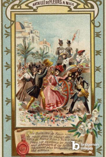 Battle of the Flowers in Nice (chromolitho) © Look and Learn / Bridgeman Images