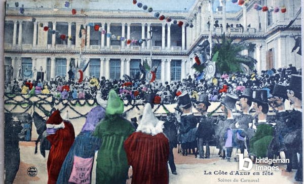 La Cote d'Azur en fête, scenes from the Carnival of Nice. Old postcard, colourised photography, early 20th century / Photo © Leonard de Selva / Bridgeman Images