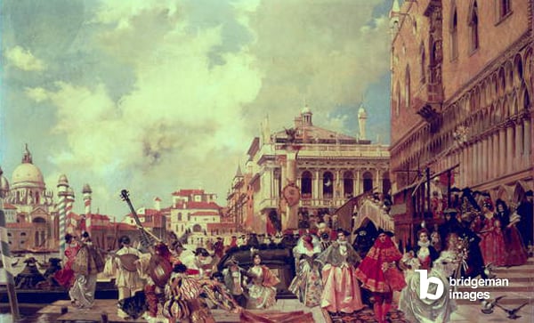 Le Carnaval à Venise (oil on panel) Photo © Bonhams, London, UK / Bridgeman Images
