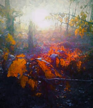Autumn Forest, 2018, (mixed media)  © Helen White  Bridgeman Images