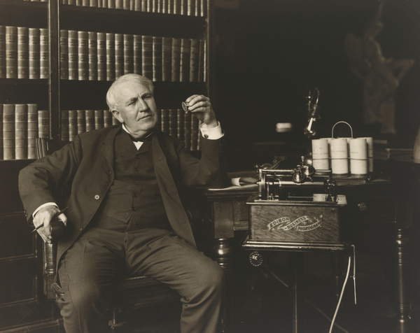 portrait photo of Thomas Alva Edison (1847-1931), 1907 (gelatin silver print), Pach Brothers (fl.1867-1947)  National Portrait Gallery, Smithsonian Institution, USA  Bridgeman Images 6380871