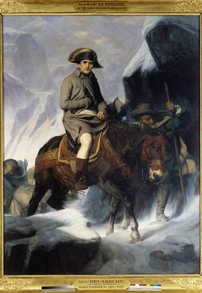  Portrait of Napoleon Bonaparte (1769-1821) crossing the Saint Bernard in 1800, Paul Delaroche, (1797-1856)  Louvre, Paris, France  Photo © Photo Josse  Bridgeman Images