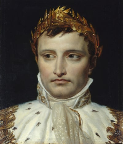 Portrait of the emperor Napoleon I Bonaparte (1769-1821) - Painting by Jacques Louis David (1748-1925), oil on canvas, 19th century / Fondation Dosne-Thiers (Musee Frederic Masson) Paris, France / Photo © Photo Josse / Bridgeman Images