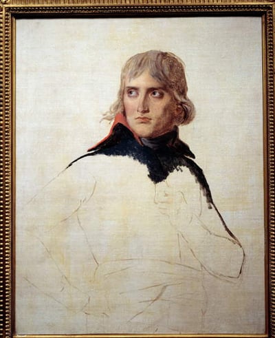 Unfinished Portrait of Napoleon Bonaparte (1769-1821) in General Painting by Louis David (1748-1825) Around 1798. Dim. 0,81x0,65 m., David, Jacques Louis (1748-1825)  Louvre, Paris, France  Photo © Photo Josse  Bridgeman Images  4633127