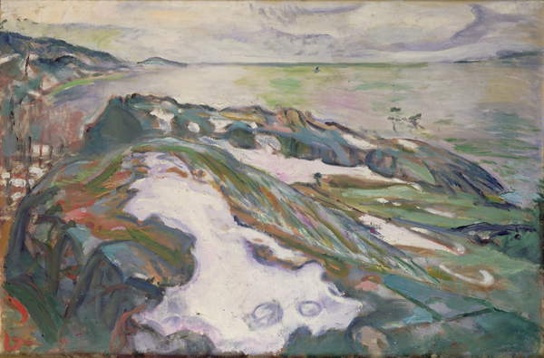 Winter paintings 100835 Credit- Winter Landscape, 1915 (oil on canvas), Munch, Edvard (1863-1944)  Private Collection  Photo © Christies Images  Bridgeman Images 