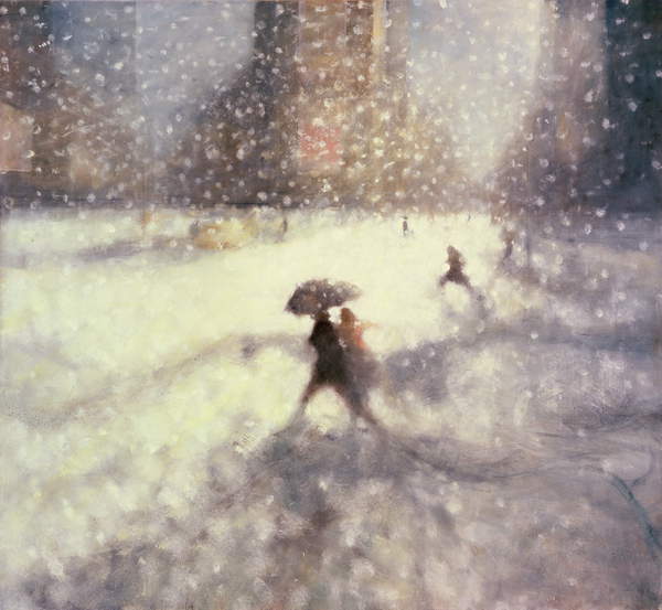 Winter city landscape 344762 Snow, Times Square 1, 2008 (oil on canvas), Jacklin, Bill (b.1943)  Private Collection  Bridgeman Images