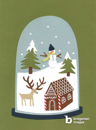 Snowglobe, 2014, (cut paper), Barber, Isobel  Private Collection  © Isobel Barber  Bridgeman Images 1219380