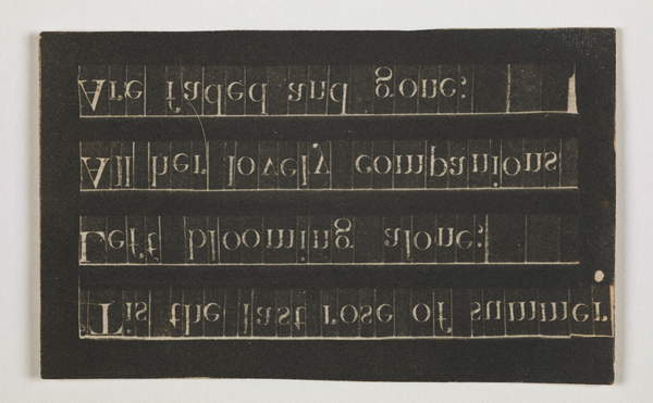 Copy of a Typeset poem by Thomas Moore, %22Tis the last rose of summer%22, 1843 (paper negative-contact), Talbot, Constance (1811-80)  British Library, London, UK  © British Library Board. All Rights Reserved  Bridgeman Images