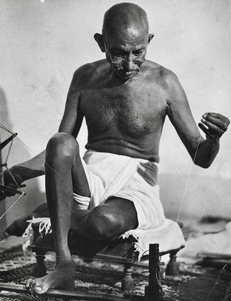 Gandhi using his spinning wheel at home, 1946 (gelatin silver print), Bourke-White, Margaret (1904-71)  Museum of Fine Arts, Houston, Texas, USA  © Museum of Fine Arts, Houston  / Bridgeman Images