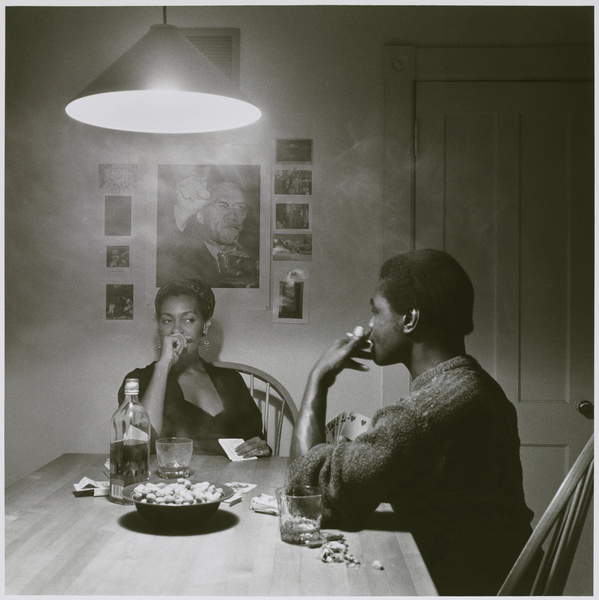 Untitled (Man Smoking) from the Kitchen Table series, 1990 (gelatin silver print), Weems, Carrie Mae (b.1953)  Brooklyn Museum of Art, New York, USA  © Brooklyn Museum of Art  Caroline A.L. Pratt Fund  Bridgeman Images