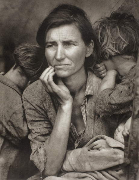 Migrant Mother, Nipoma, California, 1936, printed later (photogravure), Lange, Dorothea (1895-1965)  The Art Institute of Chicago, IL, USA  © Art Institute of Chicago  Bequest of Michael Cohen  Bridgeman Images