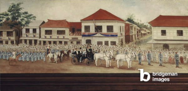 Mural depicting the Declaration of Independence at Aguinaldo House in Cavite, Philippines (oil on canvas), Filipino School / Photo © Luca Tettoni / Bridgeman Images