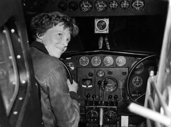 Amelia Earhart in her Lockheed L-10E Electra prepares for 27,000 mile globe flight, Alameda, CA, 1937  CSU ArchivesEverett Collection  Bridgeman Images 