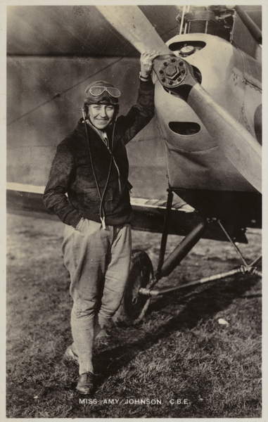 Amy Johnson, British aviator (bw photo), English Photographer, (20th century)  Private Collection  Look and Learn  Elgar Collection  Bridgeman Images 