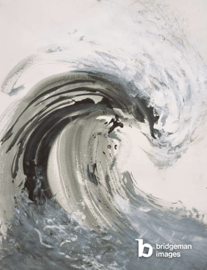 Wave Curling, 2007 (ink &amp; acrylic on paper), Maggi Hambling / Private Collection / Miki Slingsby / © Maggi Hambling. All rights reserved 2022 / Bridgeman Images
