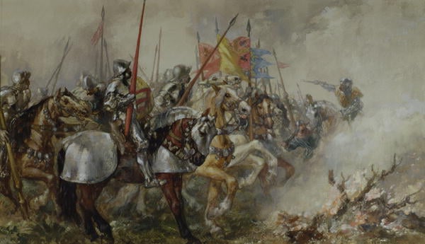 King Henry V at the Battle of Agincourt, 1415 by Sir John  Gilbert, Atkinson Art Gallery, Southport, Lancashire