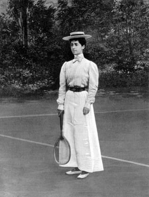 PVD1682936 Helene Provost won the silver medal of tennis women's singles at the Paris Olympic Games in 1900; (add.info.: Helene Provost, medaille d'argent de tennis en simple dames aux Jeux Olympiques de Paris en 1900 --- Helene Provost won the silver medal of tennis women's singles at the Paris Olympic Games in 1900); Photo © PVDE; PERMISSION REQUIRED FOR NON EDITORIAL USAGE; out of copyright PLEASE NOTE: Bridgeman Images works with the owner of this image to clear permission. If you wish to reproduce this image, please inform us so we can clear permission for you.