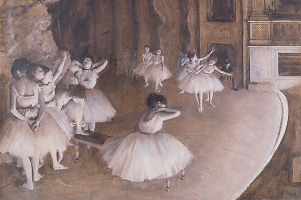 Ballet Rehearsal on the Stage, 1874 (oil on canvas), Edgar Degas (1834-1917) / Musee d'Orsay, Paris, France 