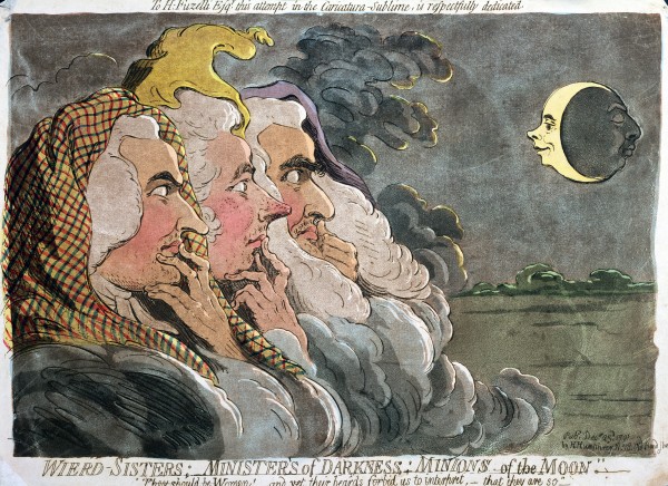 Weird Sisters; Ministers of Darkness; Minions of the Moon, published by Hannah Humphrey, 1791 by James Gillray (1757-1815) / © Courtesy of the Warden and Scholars of New College, Oxford 