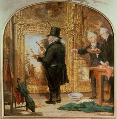 XCF22485 J. M. W.Turner (1775-1851) at the Royal Academy, Varnishing Day (oil on canvas) by Parrott, William (1813-69); The Collection of the Guild of St. George, Sheffield, UK; (add.info.: Joseph Mallord William Turner (1775-1851);); English, out of copyright