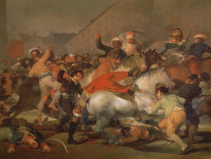 The Second of May, 1808. The Riot against the Mameluke Mercenaries, 1814 (oil on canvas) (pre-restoration), Francisco Jose de Goya y Lucientes  / Prado, Madrid, Spain