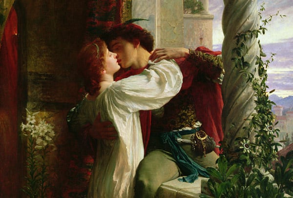 SOU80705 Romeo and Juliet, 1884 (oil on canvas) by Dicksee, Sir Frank (1853-1928); 171x118 cm; Southampton City Art Gallery, Hampshire, UK; English, out of copyright