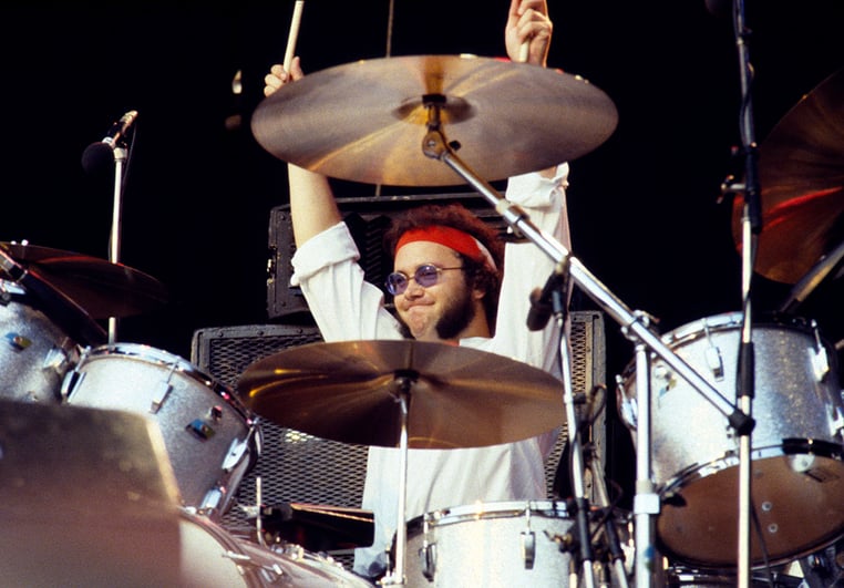 Ian Paice - portrait of the English drummer performing with Gary Moore at the 1977 Reading Festival. Member of rock band Deep Purple. Photo © Odile Nöel / Bridgeman Images