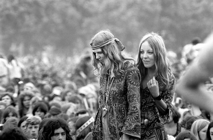 Hyde Park Pop Festival, July 1970 (b/w photo) / London, UK / © Mirrorpix / Bridgeman Images