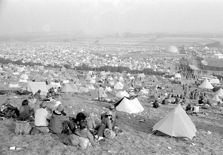 MPX422084 General scene at the Isle of Wight Pop Festival, 30th August 1970 (b/w photo); Isle of Wight, UK; © Mirrorpix; .