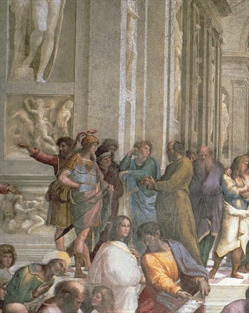 XIR323477 School of Athens, from the Stanza della Segnatura, 1510-11 (fresco) (detail of 472) by Raphael (Raffaello Sanzio of Urbino) (1483-1520); Vatican Museums and Galleries, Vatican City; Italian, out of copyright