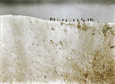 GBW451446 A crater, diameter 116m, depth 45m, following the explosion of 19 mines, ignited by British soldiers under German positions at Mesen (Messines) in West Flanders on 7 June, 1917 (autochrome) by Cuville, Fernand (1887-1927); (add.info.: a total of approximately 10,000 soldiers died, including almost the entire third Royal Bavarian Division; mines each contained 21 tonnes of explosives; the blast was one of the largest non-nuclear explosions ever, reportedly heard in London and Dublin;); © Galerie Bilderwelt Fernand Cuville / Musee Albert-Kah; French, out of copyright possible copyright restrictions apply, consult national copyright laws
