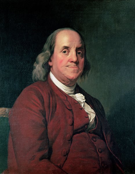 Benjamin Franklin, 1782 (oil on canvas), Joseph Wright of Derby, (1734-97) / Pennsylvania Academy of the Fine Arts, Philadelphia, USA