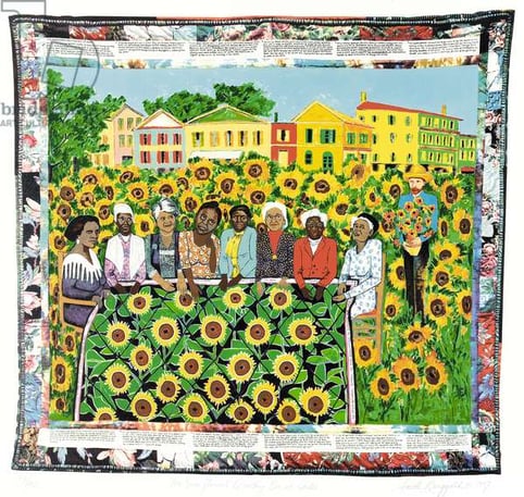 The Sun Flower's Quilting Bee at Arles, 1997 (colour litho)
