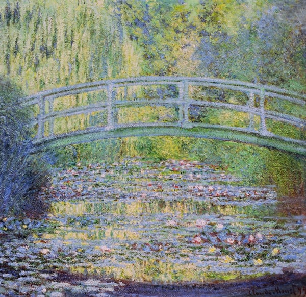 PWI82319 The Waterlily Pond with the Japanese Bridge, 1899 by Monet, Claude (1840-1926); 89.5x91.5 cm; Private Collection; Peter Willi; French, out of copyright.