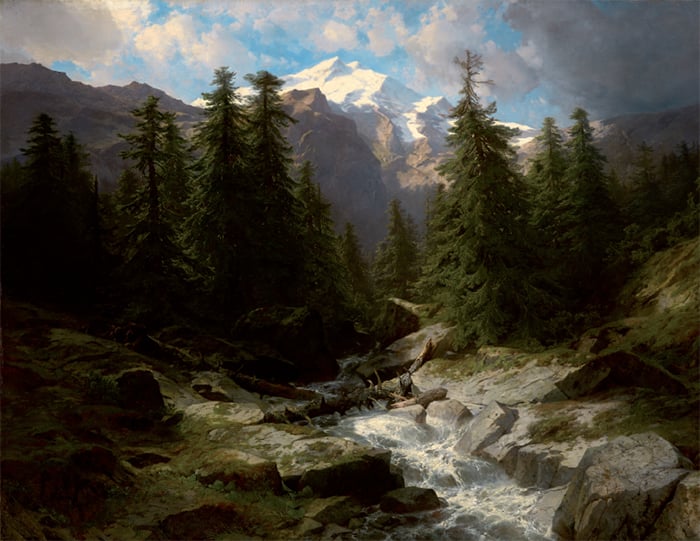 Alexandre Calame (1810-1864) A mountain torrent in the Bernese Oberland, Switzerland