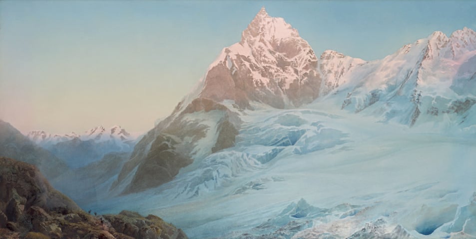 Arthur Croft (1828-1902) The Matterhorn seen from the Stockji Glacier, Zermatt, Switzerland