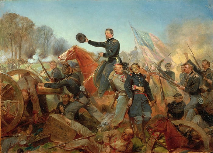 Battle of the Wilderness, Attack at Spotsylvania Court House, Virginia, 1865 (oil on canvas) by Alonzo Chappel © Chicago History Museum