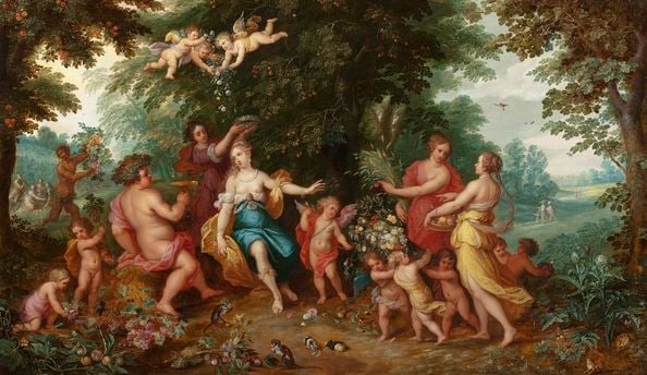 Allegory of Abundance (oil on panel), Jan Brueghel the Younger (1601-78) & Ambrosius II Francken (c.1590-1632) / Private Collection / © Lawrence Steigrad Fine Arts, New York