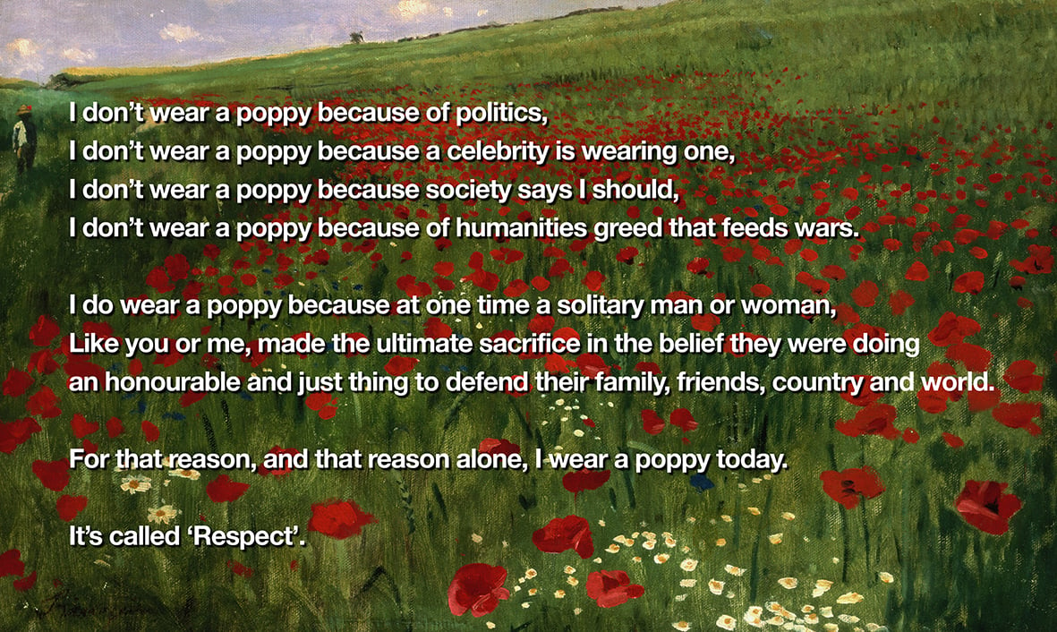 Why I wear a poppy by Alan Firmin