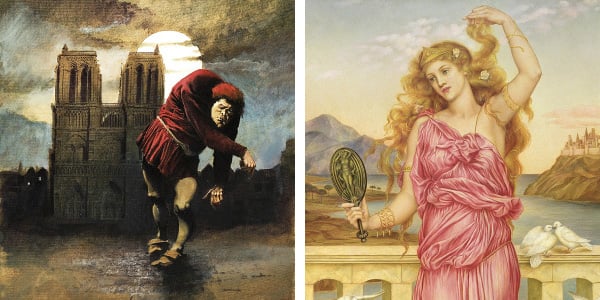 Left: The Hunchback of Notre Dame, Arthur Ranson (20th Century) / Private Collection / © Look and Learn Right: Helen of Troy, 1898 (oil on canvas), Evelyn De Morgan (1855-1919) / De Morgan Collection, courtesy of the De Morgan Foundation