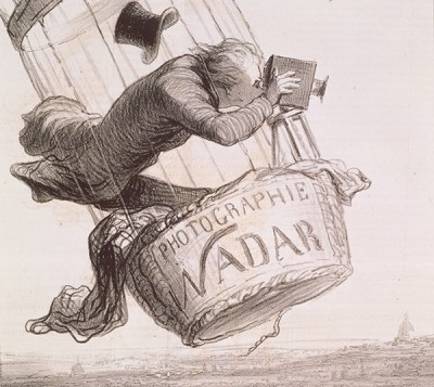 Nadar elevating Photography to the height of Art, published 1862 Honore Daumier (1808-79) / Bridgeman Images