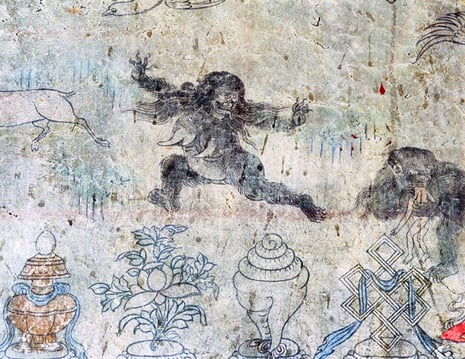 Tibetan mural showing the yeti