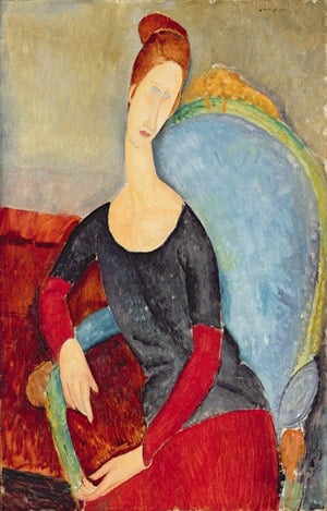 Mme Hebuterne in a Blue Chair, 1918 (oil on canvas)