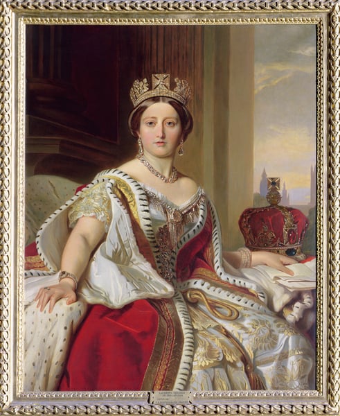 STC192754 Portrait of Queen Victoria (1819-1901) 1859 (oil on canvas) by Winterhalter, Franz Xaver (1806-73) (after); Victoria & Albert Museum, London, UK; The Stapleton Collection; German, out of copyright.