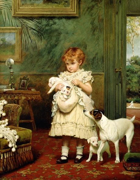  Girl with Dogs, 1893 by Charles Burton Barber (1845-94) / Lady Lever Art Gallery, National Museums Liverpool