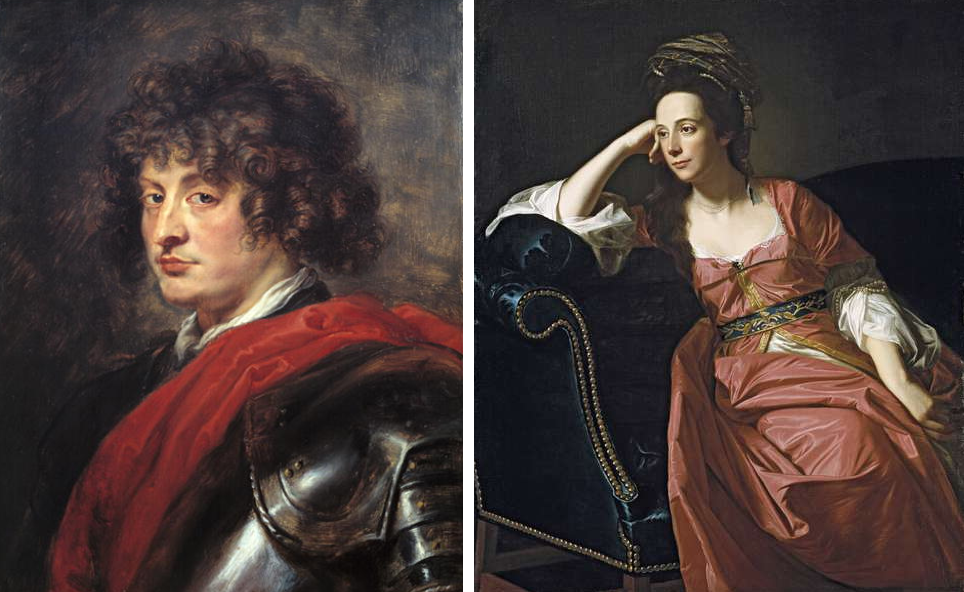Left: Portrait of a Young Man in Armour, c.1620 by Peter Paul Rubens Right: Mrs. Thomas Gage, 1771 by John Singleton Copley 